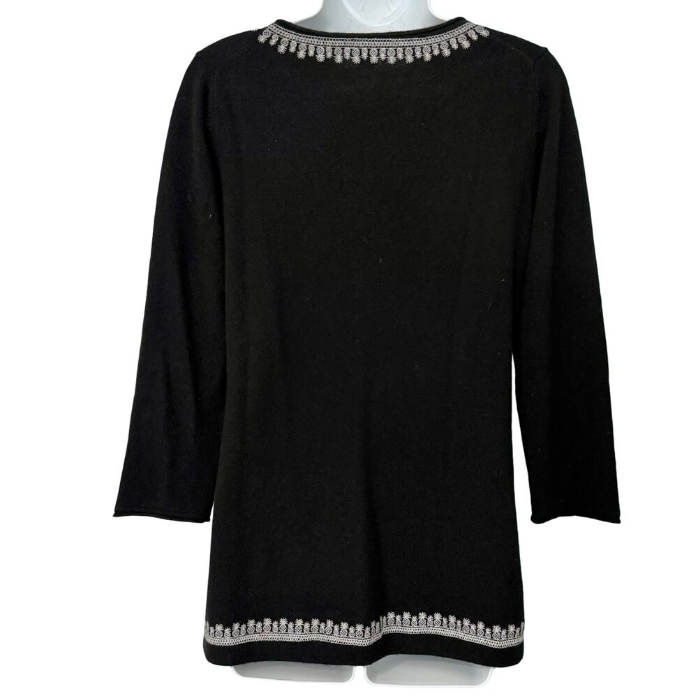 Tommy Bahama Black Cashmere White Pineapple Embroidered Tunic Sweater size XS - Picture 6 of 10